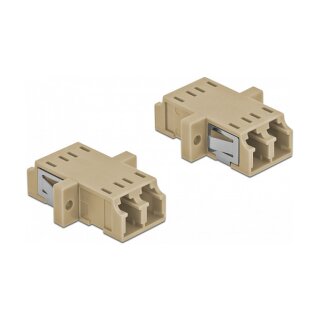 LWL Kupplung LC Duplex Buchse zu LC Duplex Buchse Multimode 2 Stück beige
