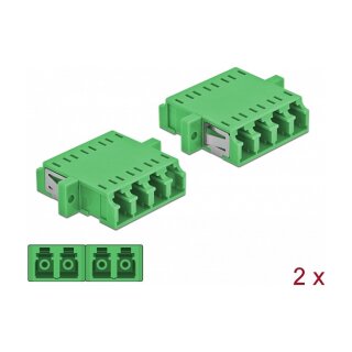 Delock LWL Kupplung LC Quad Buchse zu LC Quad Buchse Singlemode 2 Stück grün
