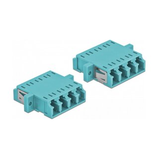 Delock LWL Kupplung LC Quad Buchse zu LC Quad Buchse Multimode 2 Stück hellblau