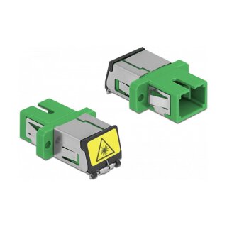 LWL Kupplung mit Laserschutzklappe SC Simplex Buchse zu SC Simplex Buchse Singlemode grün