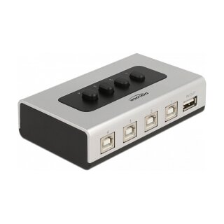 Delock Umschalter USB 2.0 mit 4 x Typ-B Buchse zu 1 x Typ-A Buchse manuell bidirektional