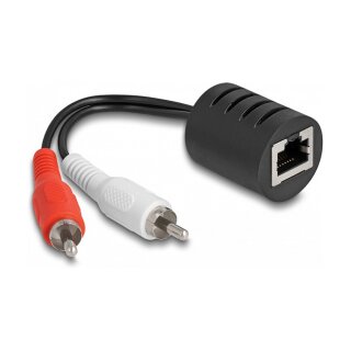 Stereo Audio Extender RJ45 Buchse zu 2 x Cinch Stecker Cat.5 bis 50 m Set 2 Stück