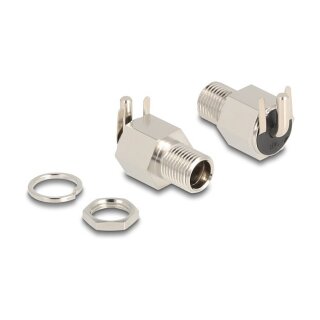 Delock Steckverbinder DC 5,5 x 2,5 mm Buchse zum Einbau Lötversion gewinkelt - Sechskant 20 V / 10 A