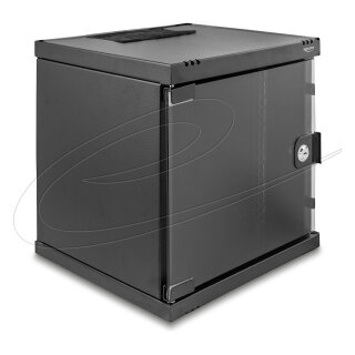 Delock 10? Netzwerkschrank 6 HE mit Glastür zur Stand- oder Wandmontage, 240 mm Tiefe, Traglast 30 kg, 330 x 312 x 300 mm, schwarz