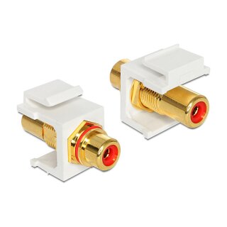 Keystone Modul Cinch Buchse > Cinch Buchse vergoldet rot / weiß