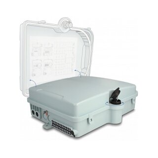 LWL Verteilerbox für Innen- und Außenbereich IP65 wasserfest abschließbar 24 Port grau