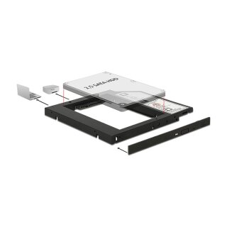 Caddy Slim SATA 5.25? Einbaurahmen (10 mm) für 1 x 2.5? SATA HDD bis 9,5 mm