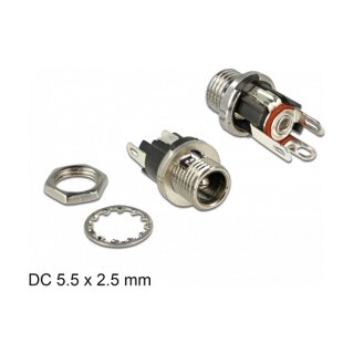 Steckverbinder DC 5,5 x 2,5 x 9,5 mm Buchse zum Einbau Lötversion