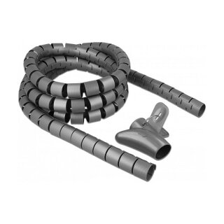Spiralschlauch mit Einziehwerkzeug 2,5 m x 25 mm grau