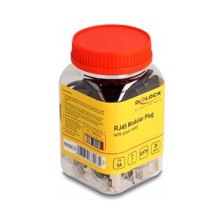 RJ45 Modularer Stecker mit Zugentlastung Cat.6A, Cat.7 und Knickschutztülle 25er Set