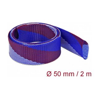Geflechtschlauch dehnbar 2 m x 50 mm blau-rot-weiß