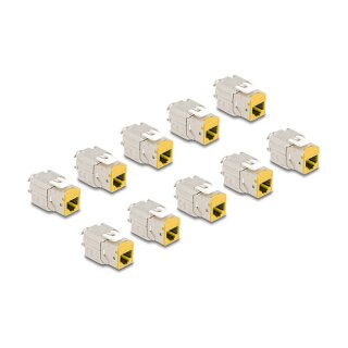 Keystone Modul RJ45 Buchse zu LSA Cat.6A werkzeugfrei gelb Set 10 Stück