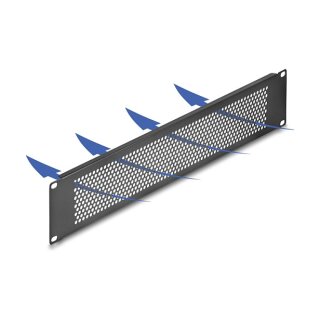19" Blindpanel mit runden Löchern 2 HE schwarz