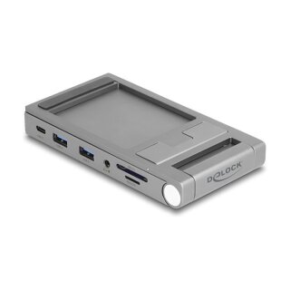 Tablet und Notebook Dockingstation 4K mit integrierter Halterung - HDMI / USB / Hub / SD / Micro SD / PD 3.0 - klappbar