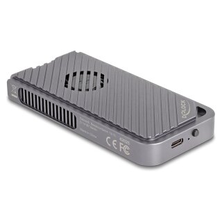 USB 40 Gbps Gehäuse für 1 x M.2 NVMe SSD im Gaming Style mit LED und Lüfter - werkzeugfrei