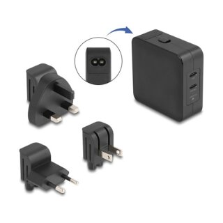 USB GaN Ladegerät 2 x USB Type-C™ PD 3.0 mit 65 W inklusive Strom-Adapter für EU / US / UK