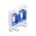 Easy 45 Modul mit zwei Keystone Halterungen 45 x 45 mm, weiß / blau