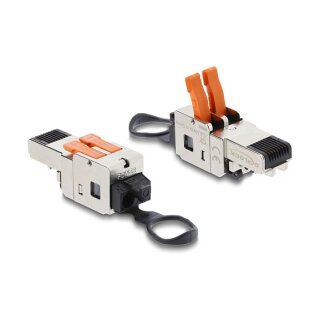 RJ45 Stecker mit Klemmverschluss 2 Pin +/- werkzeugfrei - composite power connector