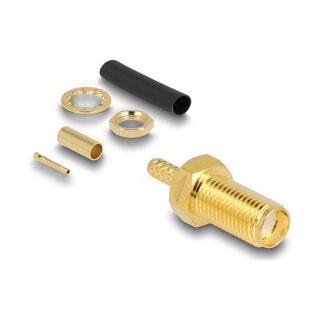 SMA Buchse zum Crimpen RG-174 / RG-316 mit passendem Schrumpfschlauch