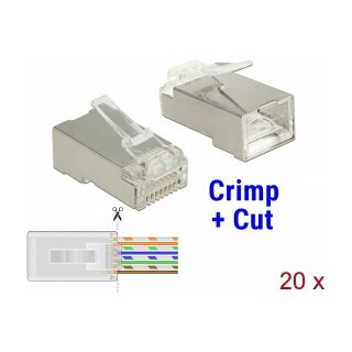 RJ45 Crimp+Cut Stecker Cat.6 STP 20 Stück