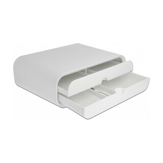 Monitorständer mit zwei Schubladen weiß