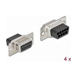 D-Sub 9 Pin Crimp Buchse, Metall, 4 Stück