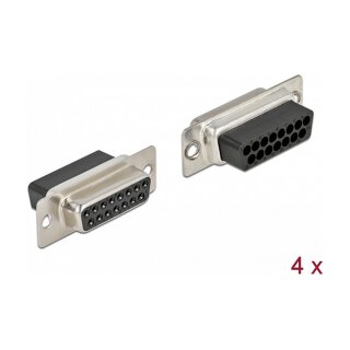 D-Sub 15 Pin Crimp Buchse, Metall, 4 Stück