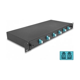 19? LWL Spleißbox 6 x LC Duplex OM3 1HE komplett bestückt