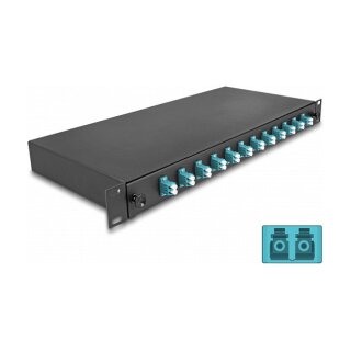 19? LWL Spleißbox 12 x LC Duplex OM3 1HE komplett bestückt