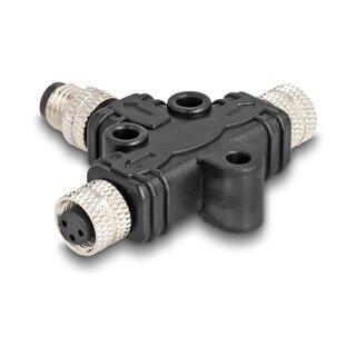 M8 T-Splitter A-kodiert 3 Pin 1 x Stecker zu 2 x Buchse Parallelschaltung