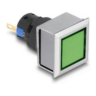 16 mm Kunststoff Signallampe grün / Lötversion / viereckig