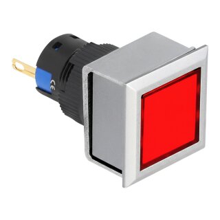 16 mm Kunststoff Signallampe rot / Lötversion / viereckig