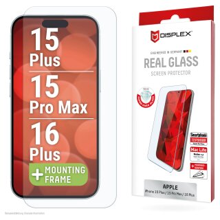 DISPLEX Real Glasschutzfolie iPhone 15 Plus/15 Pro Max/16 Plus
