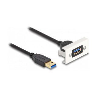 Easy 45 Modul USB 5 Gbps Typ-A Buchse zu USB Typ-A Stecker mit Kabelpeitsche, 22,5 x 45 mm