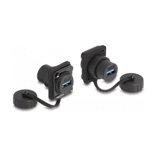 D-Typ Modul USB 5 Gbps Typ-A Buchse zu USB 5 Gbps Typ-A Buchse mit Verschlusskappe IP67 staub- und wasserdicht