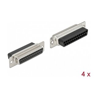 D-Sub 25 Pin Crimp Buchse, Metall, 4 Stück