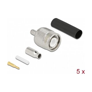 TNC Stecker zum Crimpen RG-174 / RG-316 mit passendem Schrumpfschlauch - 5 Stück