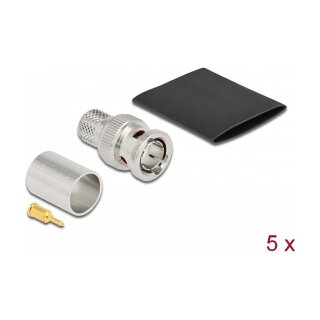BNC Stecker zum Crimpen RG-11 mit passendem Schrumpfschlauch - 5 Stück