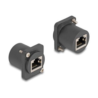 D-Typ Modul RJ45 Buchse zu Buchse mit Schrauben schwarz