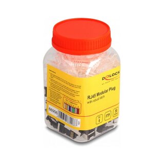 RJ45 Modularer Stecker mit robuster Rastnase Cat.6 und Knickschutztülle 50er Set