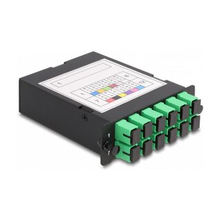 LWL HD (High Density) Kassette MPO Stecker zu 12 x SC Simplex Buchse, 12 Fasern, Singlemode, Polarität A, 9/125 µm