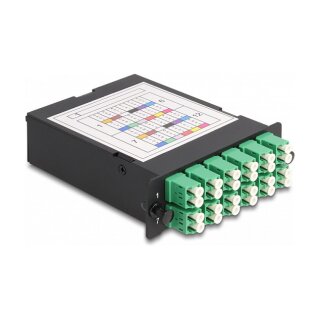 LWL HD (High Density) Kassette MPO Stecker zu 12 x LC Duplex Buchse, 24 Fasern, Singlemode, Polarität A, 9/125 µm