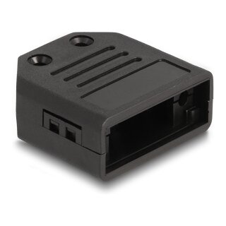 Gehäuse für D-Sub 9 Pin Stecker / Buchse Kunststoffgehäuse mit Zugentlastung schwarz