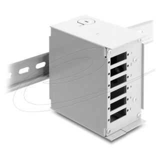 LWL Patchfeld 6 Port für SC Duplex oder LC Quad grau Metall zur Hutschienen Montage