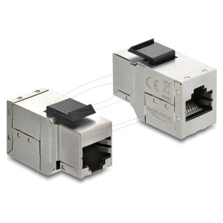 Keystone Modul Kupplung RJ45 Buchse zu RJ45 Buchse Cat.6A mit schwarzer Kunststoff Latch, geschirmt