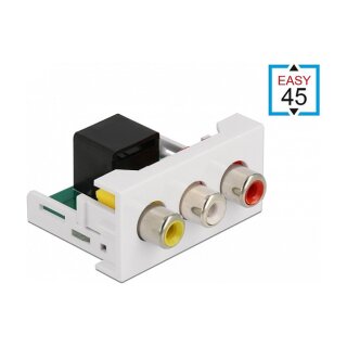 Easy 45 Modul 3 x Cinch Buchse zu RJ45 Buchse 22,5 x 45 mm