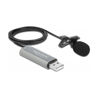 USB Krawatten Lavalier Mikrofon Omnidirektional 24 Bit / 192 kHz mit Clip und 3,5 mm Stereoklinken-Kopfhöreranschluss