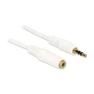 Klinkenverlängerungskabel 3,5 mm 3 Pin Stecker > Buchse 2 m weiß
