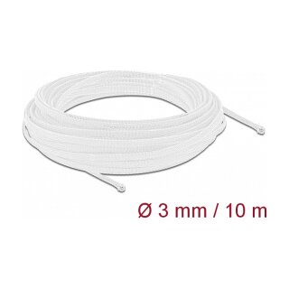 Geflechtschlauch dehnbar 10 m x 3 mm weiß