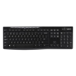 Logitech Wireless Keyboard K270, Schwarz, Kabellos via USB-Empfänger, Schweiz